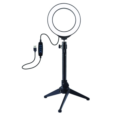 LED žiedinė lempa 12cm, su trikoju staliniu stovu iki 24.5cm, USB LED žiedinė lempa 12cm, su trikoju staliniu stovu iki 24.5cm, USB