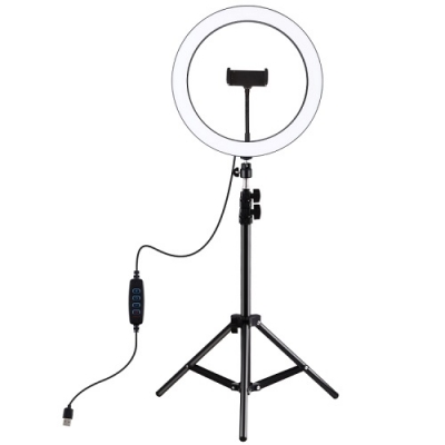 LED žiedinė lempa 30cm, su trikoju stovu iki 1.1m ir telefono laikikliu, USB LED žiedinė lempa 30cm, su trikoju stovu iki 1.1m ir telefono laikikliu, USB