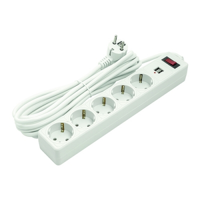 Buitinis ilgiklis 5m, 5 lizdai, 2xUSB, su jungikliu Buitinis ilgiklis 5m, 5 lizdai, 2xUSB, su jungikliu