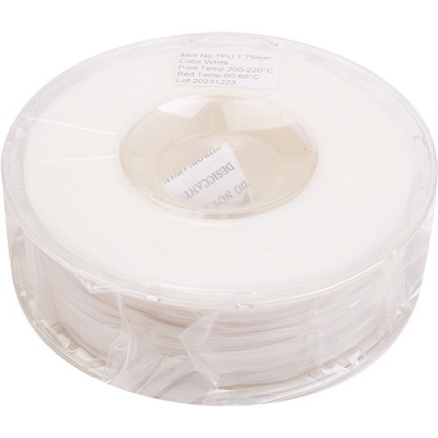 3D spausdinimo plastikas TPU, 1.75mm, 1kg, baltas 3D spausdinimo plastikas TPU, 1.75mm, 1kg, baltas