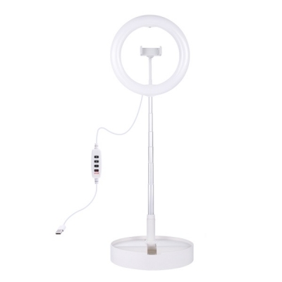 LED žiedinė lempa 26cm, su stovu iki 138cm, su telefono laikikliu, USB LED žiedinė lempa 26cm, su stovu iki 138cm, su telefono laikikliu, USB