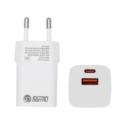 Kroviklis EXTRA DIGITAL GaN USB Type-C, USB Type-A: 30W, PPS Kroviklis EXTRA DIGITAL GaN USB Type-C, USB Type-A: 30W, PPS