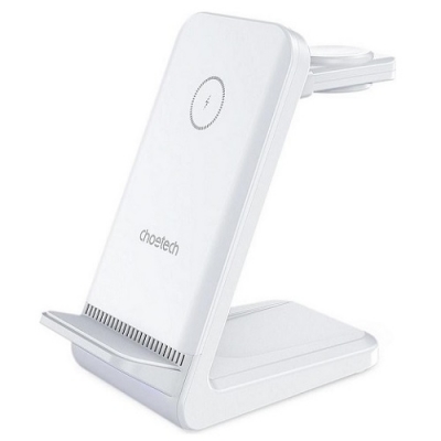 Belaidis įkroviklis CHOETECH, 15W, 3in1, baltas su stovu Belaidis įkroviklis CHOETECH, 15W, 3in1, baltas su stovu