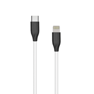 Silikoninis kabelis USB Type-C - Lightning (baltas, 1m) Silikoninis kabelis USB Type-C - Lightning (baltas, 1m)