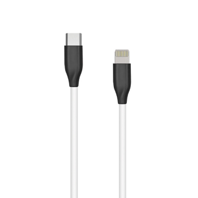 Silikoninis kabelis USB Type C- Lightning, 2m (baltas) Silikoninis kabelis USB Type C- Lightning, 2m (baltas)