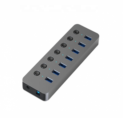 Adapteris USB A 3.0 - 7 x USB 3.0 su jungikliais Adapteris USB A 3.0 - 7 x USB 3.0 su jungikliais