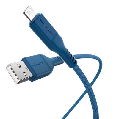 Premium kabelis USB Type-A - Lightning, PD30W (mėlynas, 1.1m) Premium kabelis USB Type-A - Lightning, PD30W (mėlynas, 1.1m)