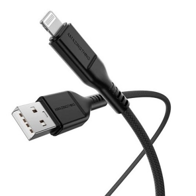 Premium kabelis USB Type-A - Lightning, PD30W (juodas, 1.1m) Premium kabelis USB Type-A - Lightning, PD30W (juodas, 1.1m)
