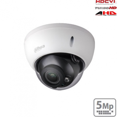 HD-CVI kupolinė kamera 5MP su IR iki 30m. 2.7~12mm 98°~34°, IP67, IK10, Lite serija