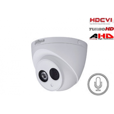 HD-CVI, TVI, AHD kamera kupolinė 2MP su IR iki 50m, 2.8mm, integruotas mikrofonas, IP67, DWDR HD-CVI, TVI, AHD kamera kupolinė 2MP su IR iki 50m, 2.8mm, integruotas mikrofonas, IP67, DWDR