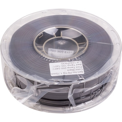 3D spausdinimo plastikas PETG, 1.75mm, 1kg, juodas 3D spausdinimo plastikas PETG, 1.75mm, 1kg, juodas