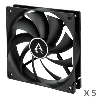 ARCTIC F12 PWM korpuso ventiliatoriai, 4-pin, 120mm, juodi, 5 vnt.